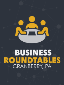 Icon featuring a business roundtable discussion with location of cranberry pa