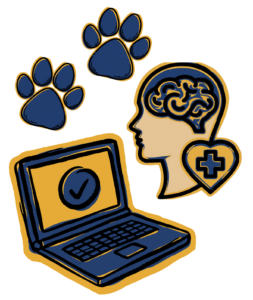 Icons representing employee perks including technology training, pet support, and mental health days