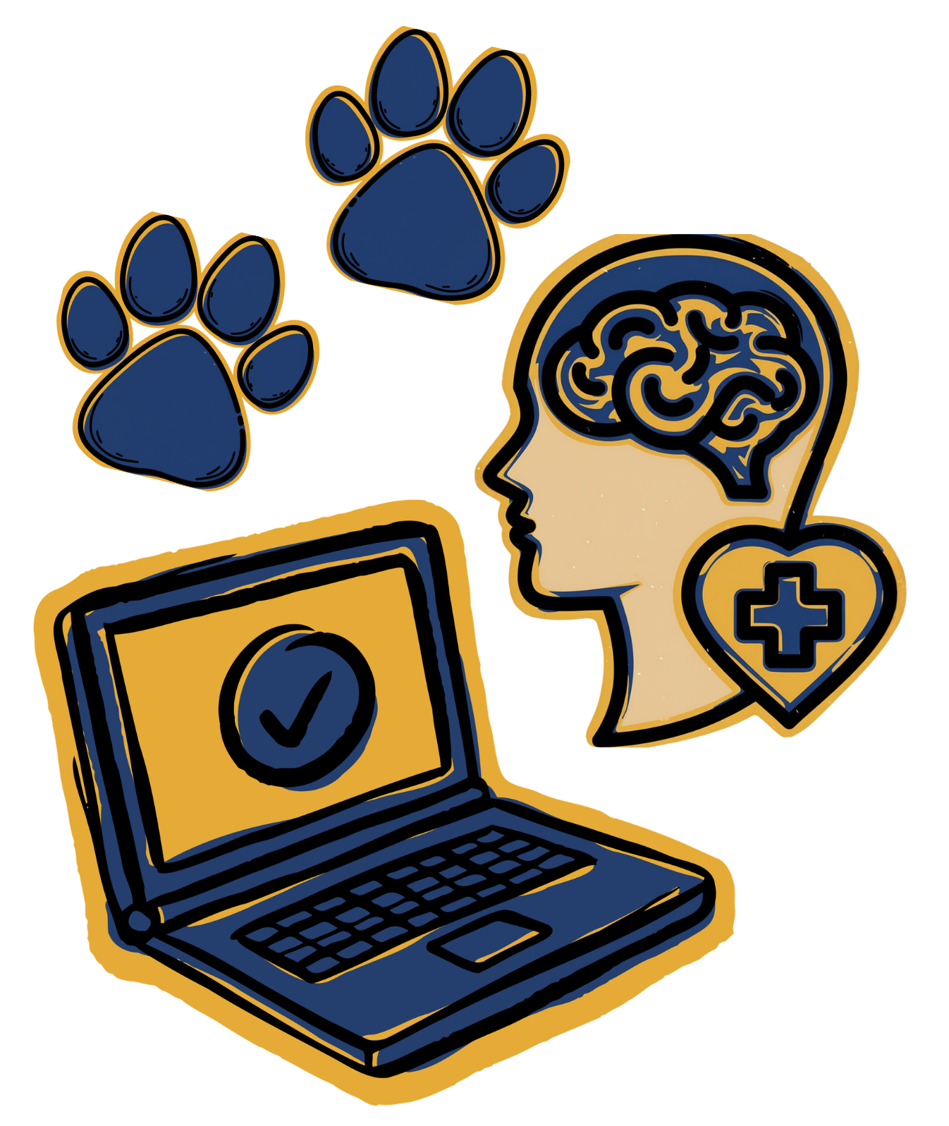 Icons representing employee perks including technology training, pet support, and mental health days