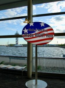 A sign boasting about made in america products
