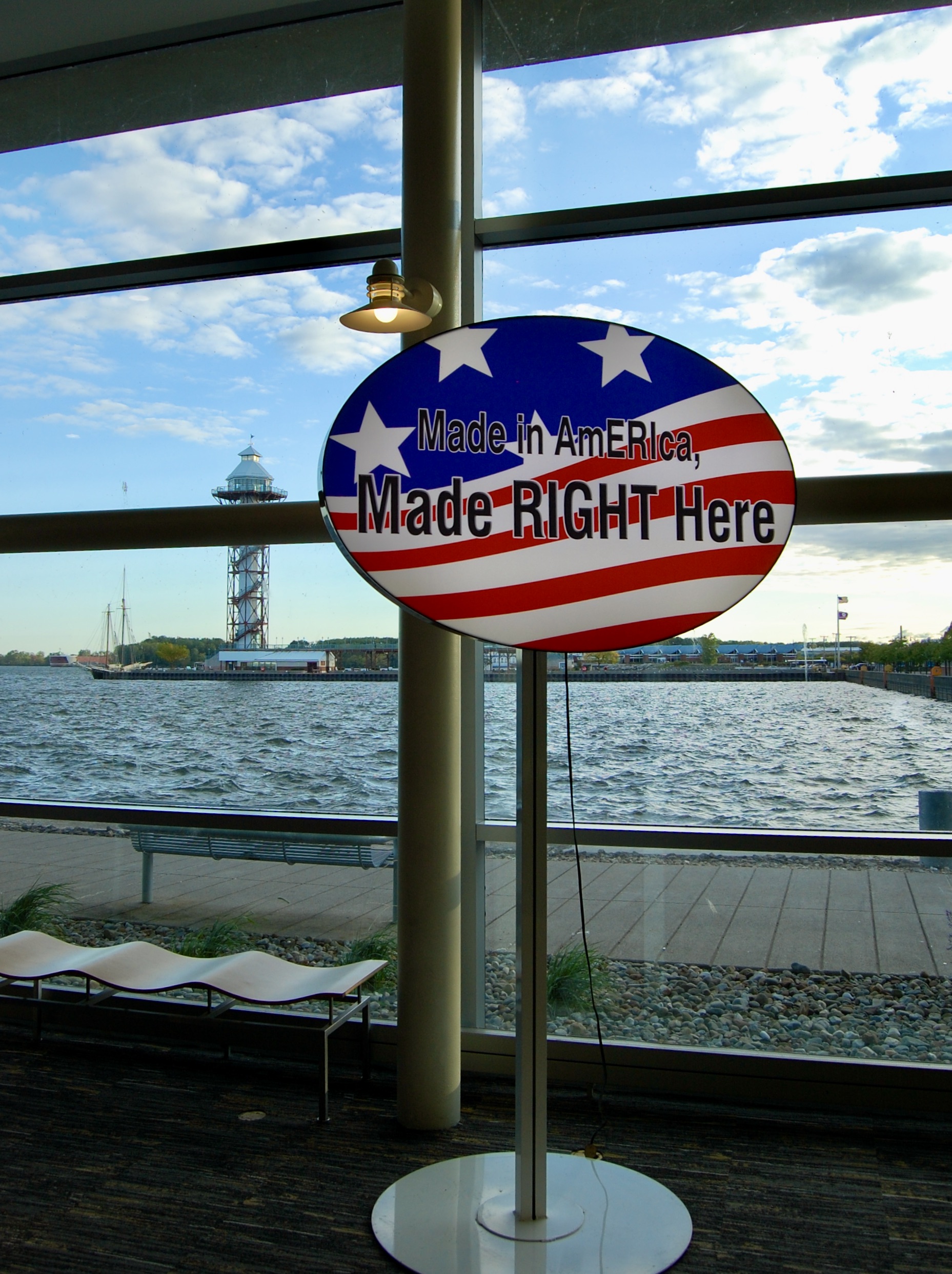 A sign boasting about made in america products