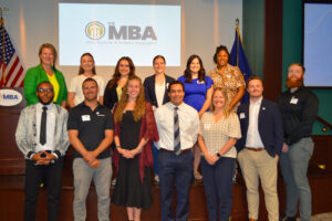 A photo of The MBA's Next Gen Advisory Board at an event designed for building professional relationships